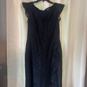 Lauren Ralph Lauren Navy Lace Midi Dress